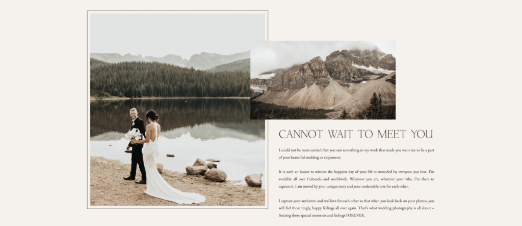 Contact page for photography website designed by Femme Collective Studio