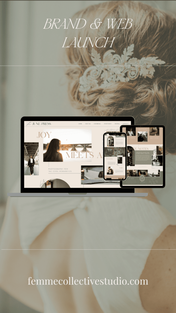 Romantic photography brand and web transformation designed by Femme Collective Studio