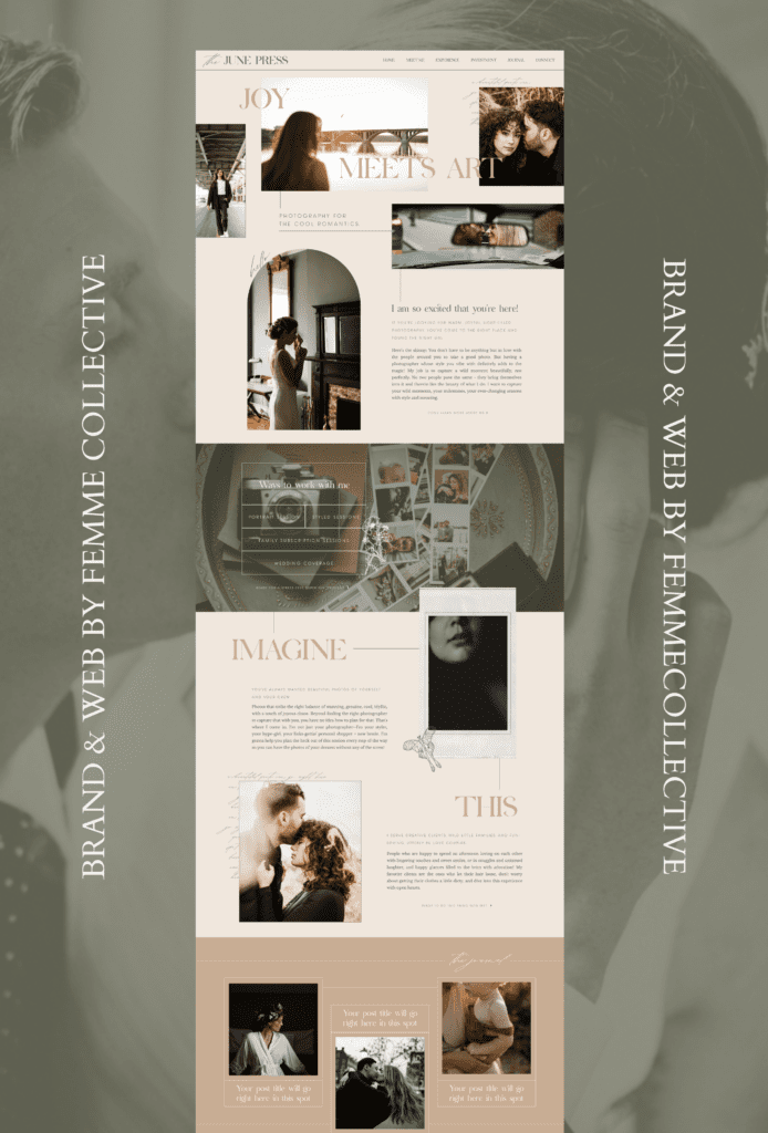 Romantic photography brand and web transformation designed by Femme Collective Studio